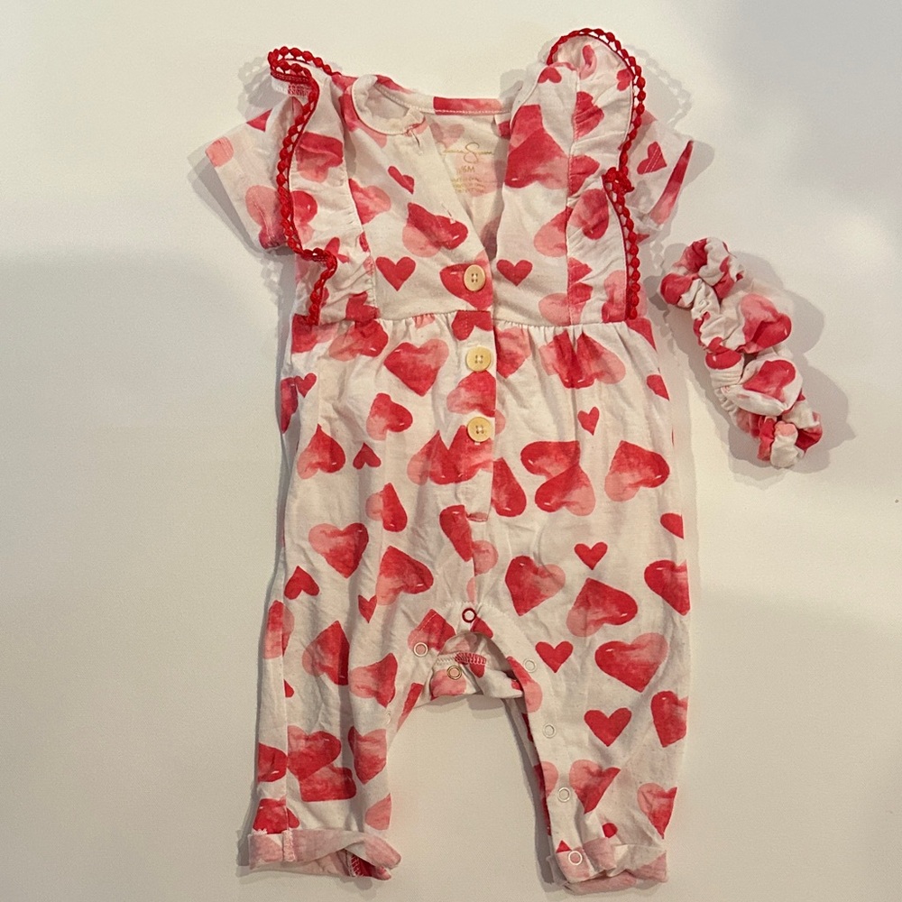 Jessica Simpson Red Heart Print Kids One Piece